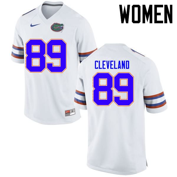 Women's NCAA Florida Gators Tyrie Cleveland #89 Stitched Authentic Nike White College Football Jersey CBH4165YY